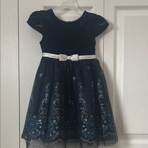 Elegant Navy Blue Kids Dress with Silver Accents